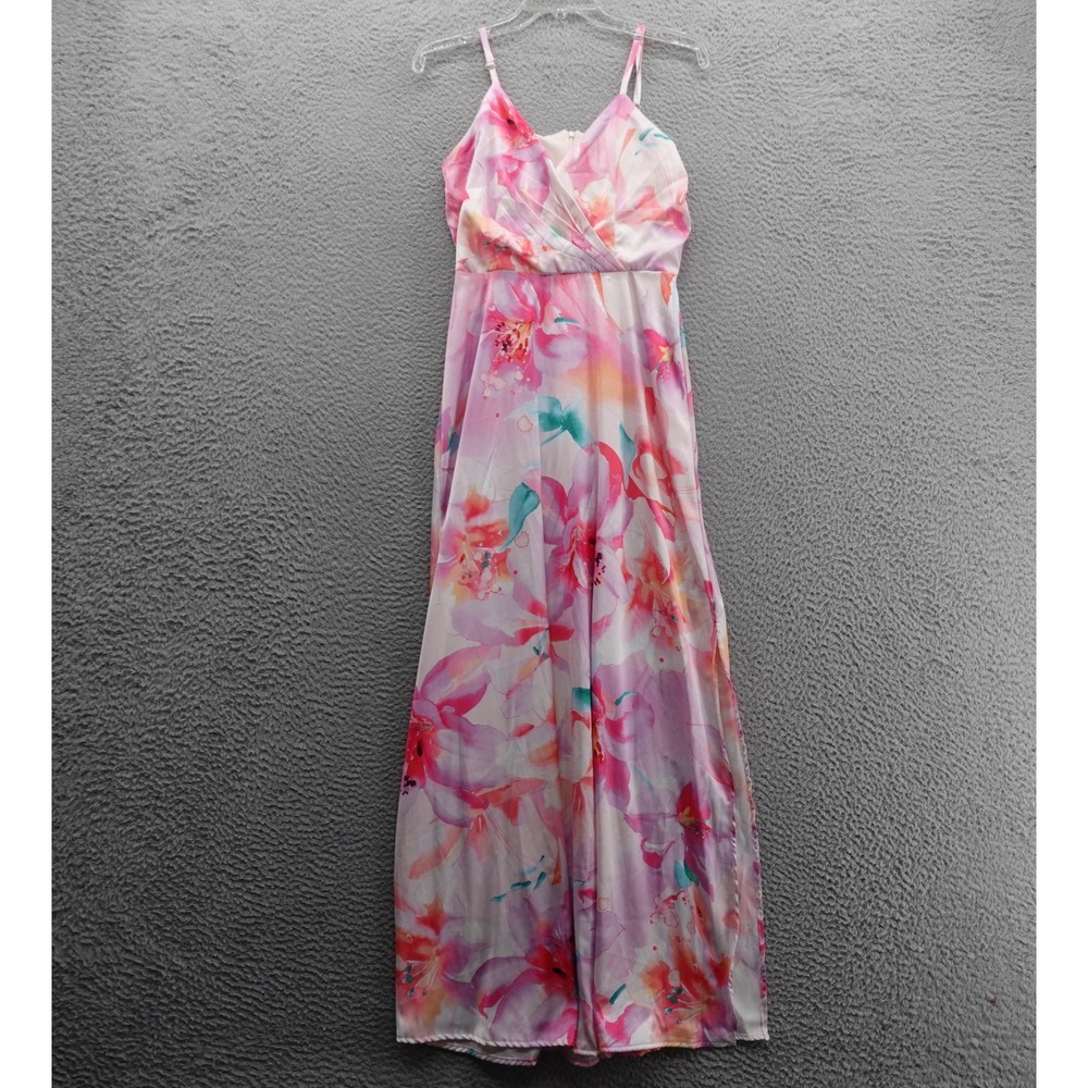 Nicole Miller Tropical Floral Print Maxi Dress Size XS Pink Womens Beachy Cruise